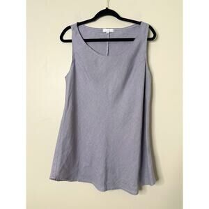 Kleen Tunic Linen Tank Top Womens Large Purple Sleeveless Lagenlook Boho Coastal